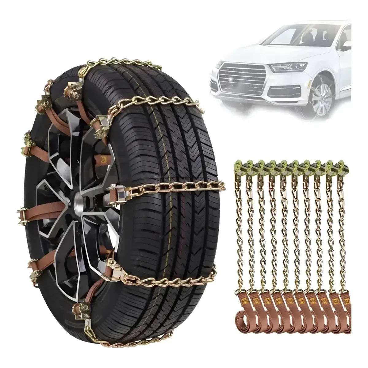 GENERICO - Cadena Nieve Set 10u Auto Camioneta Ajustable Acero 165-215