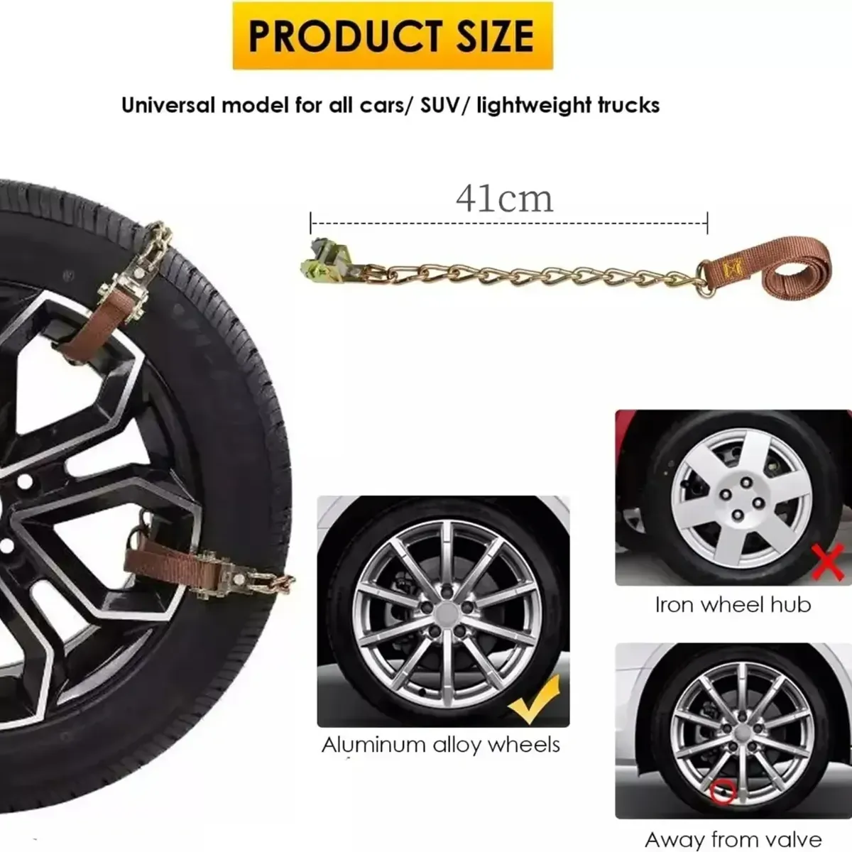 GENERICO - Cadena Nieve Set 10u Auto Camioneta Ajustable Acero 165-215