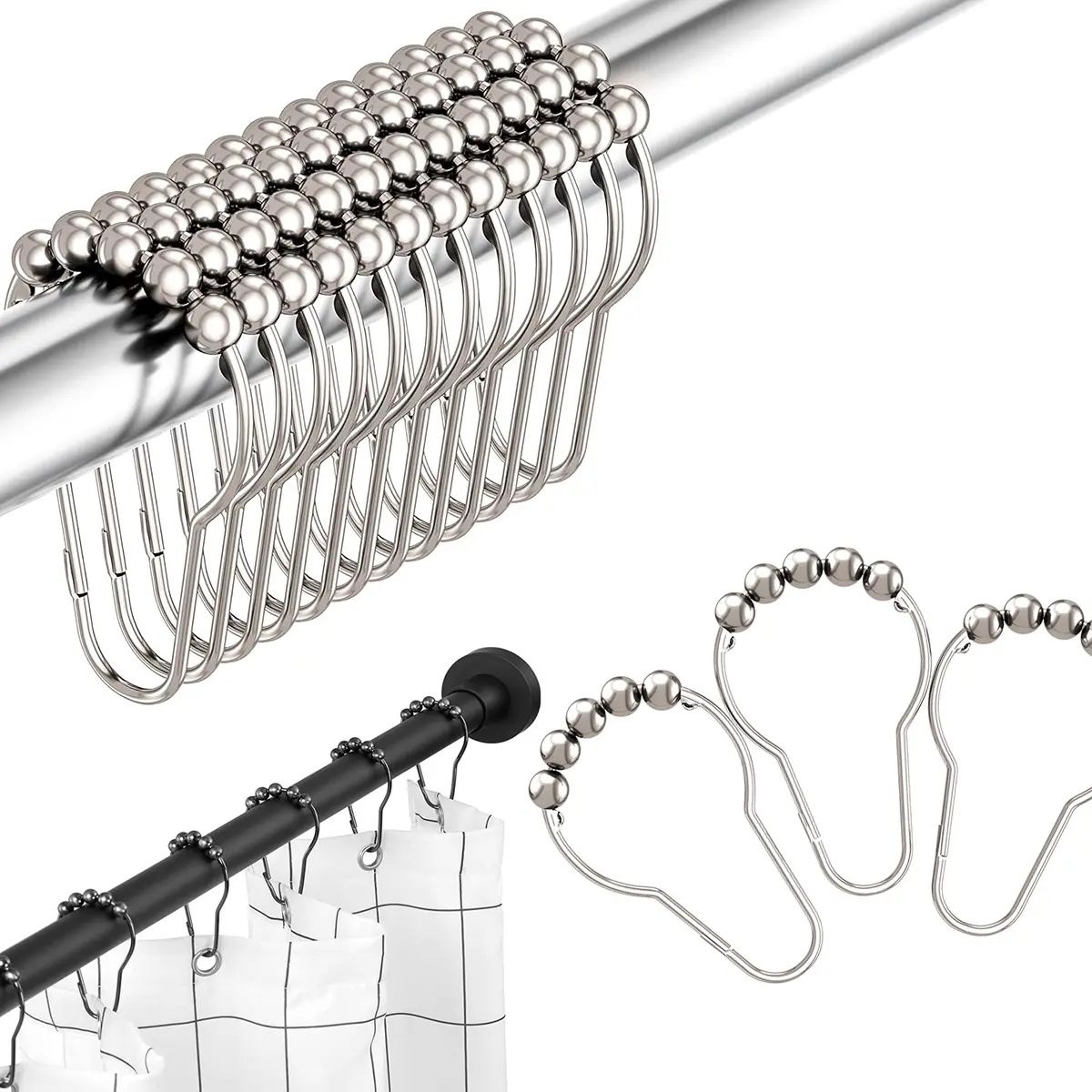 GENERICO - 12 Ganchos De Cortina De Ducha De Acero Inoxidable Para Baño