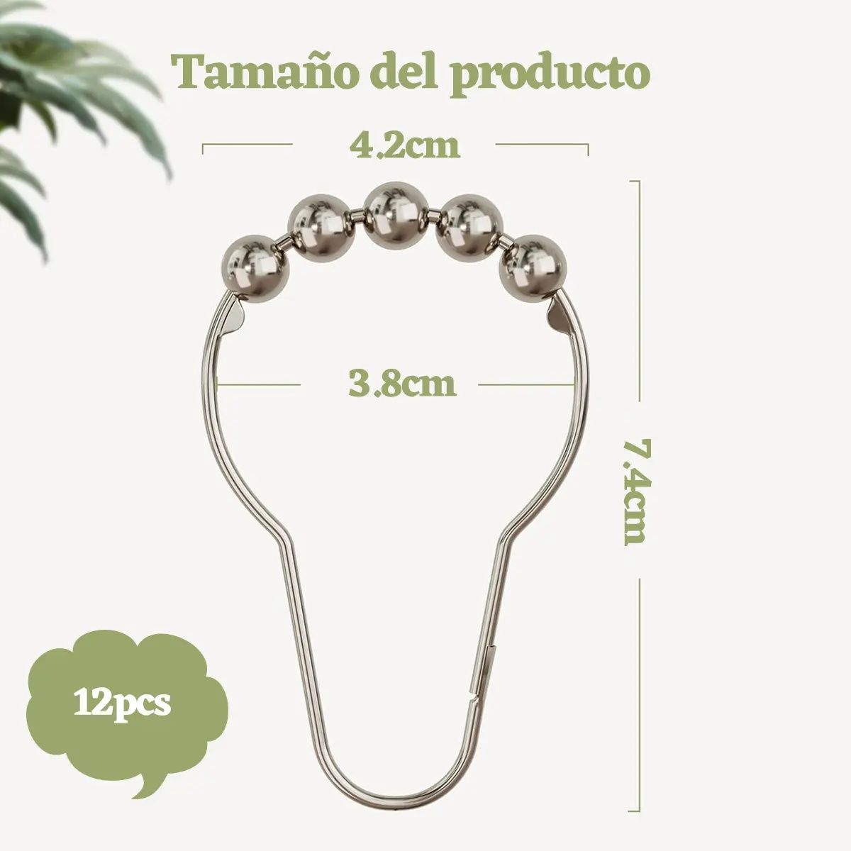 GENERICO - 12 Ganchos De Cortina De Ducha De Acero Inoxidable Para Baño
