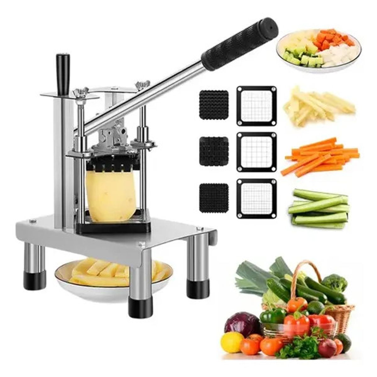 ANYHOGAR - Cortadora Picadora Comercial Verduras Papas Acero Inoxidable