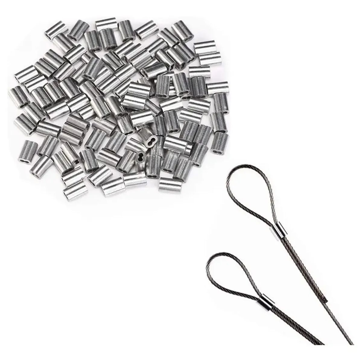 GENERICO - Casquillo Para Piola O Cable De Acero 2mm O 1/12 200 Und