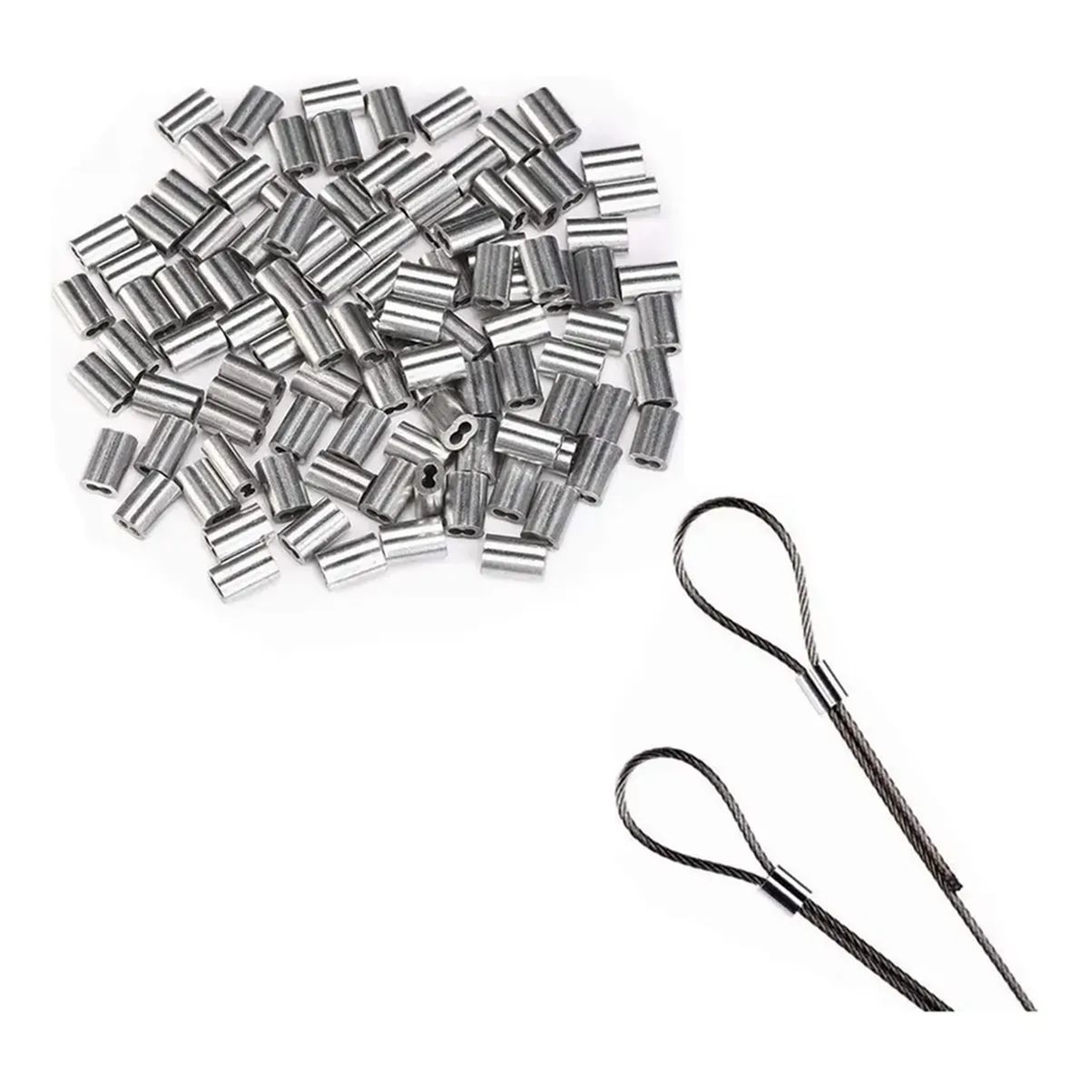 GENERICO - Casquillo Para Piola O Cable De Acero 2mm O 1/12 200 Und