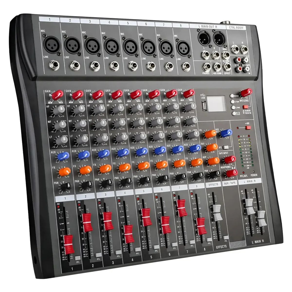 METEX - Mezcladora Amplificada Consola De Audio 8 Canales Bluetooth