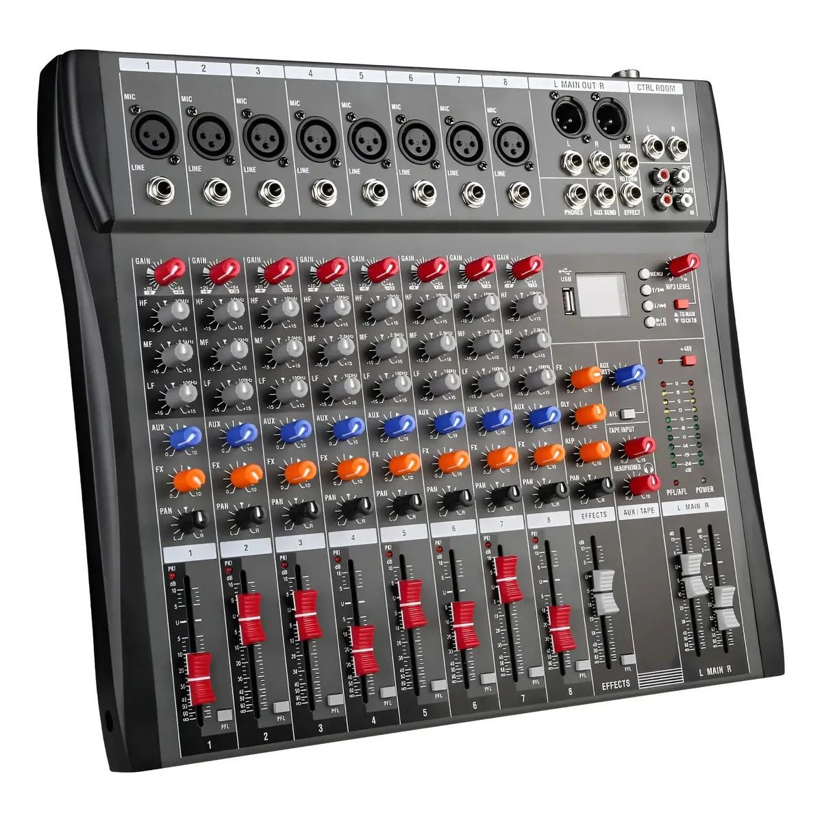 METEX - Mezcladora Amplificada Consola De Audio 8 Canales Bluetooth