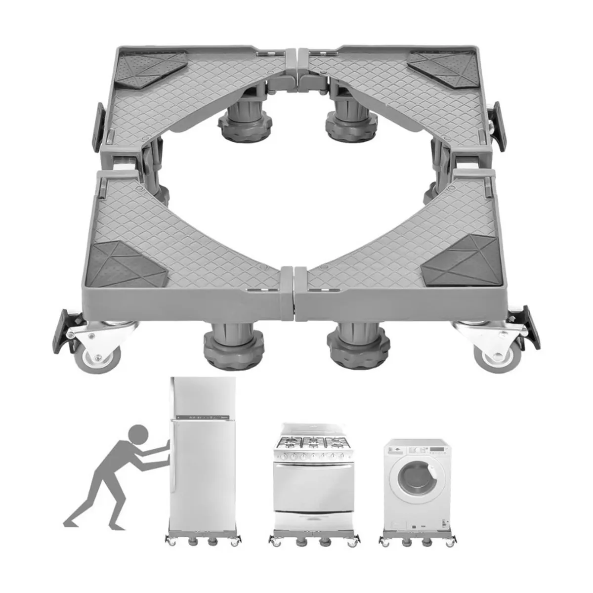 MALIK - Soporte Móvil con Ruedas para Lavadora y Refrigerador 4 Pies