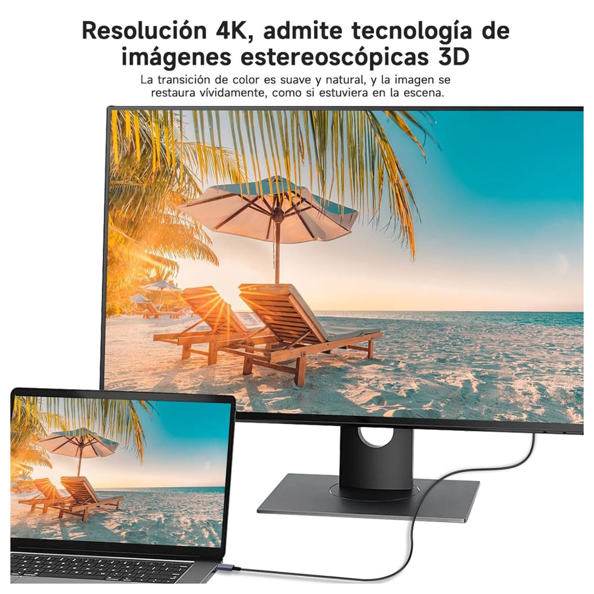 MALIK - Cable USB-C a HDMI 4K 2 Metros para Computadora y Móvil