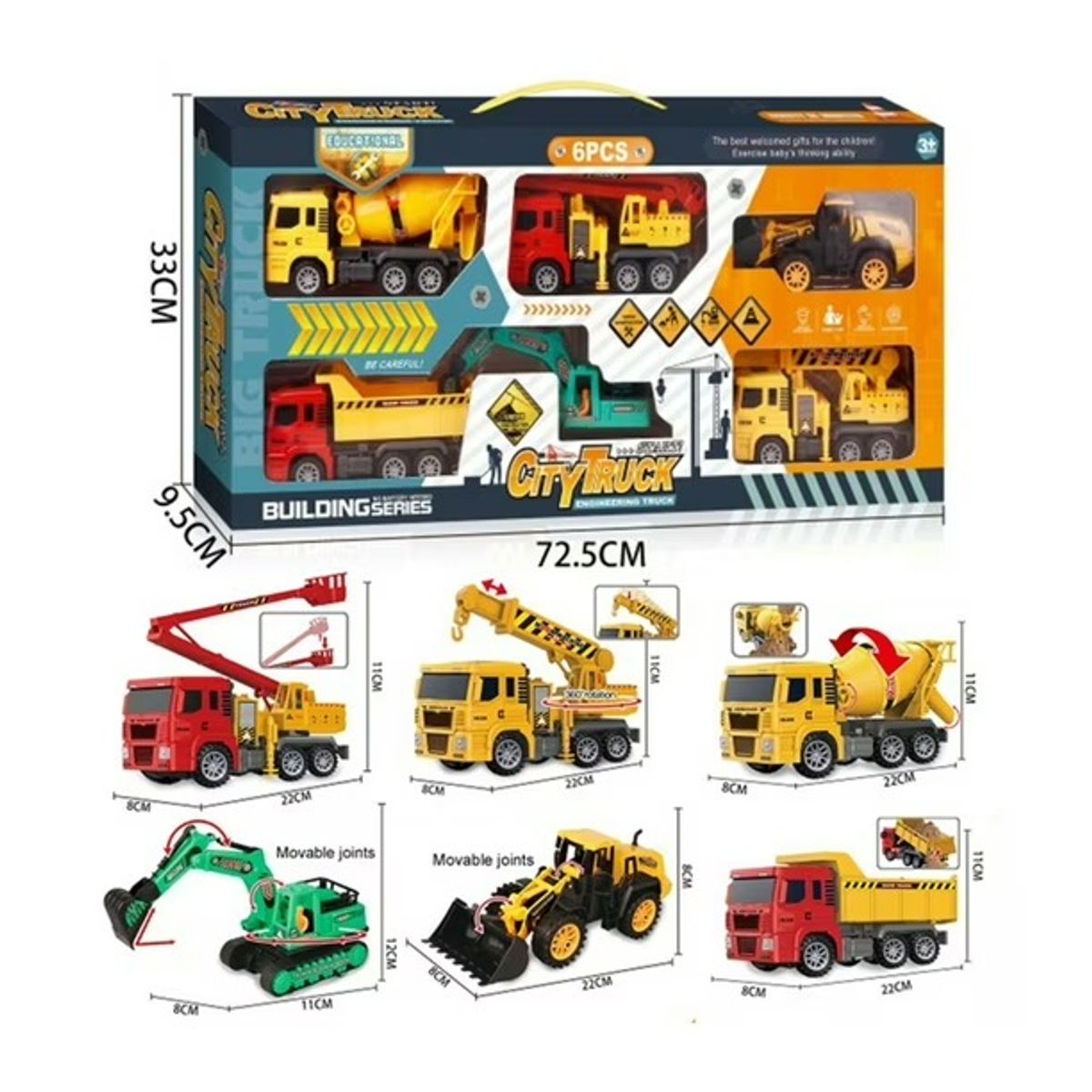 GENERICO - Set de 6 Camiones de Construcción de Juguete