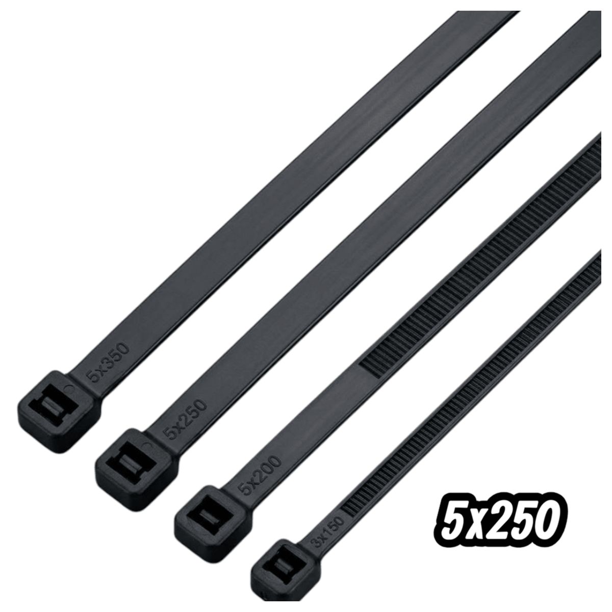MALIK - Sujetacables 5x250mm 500 unidades Calidad Industrial