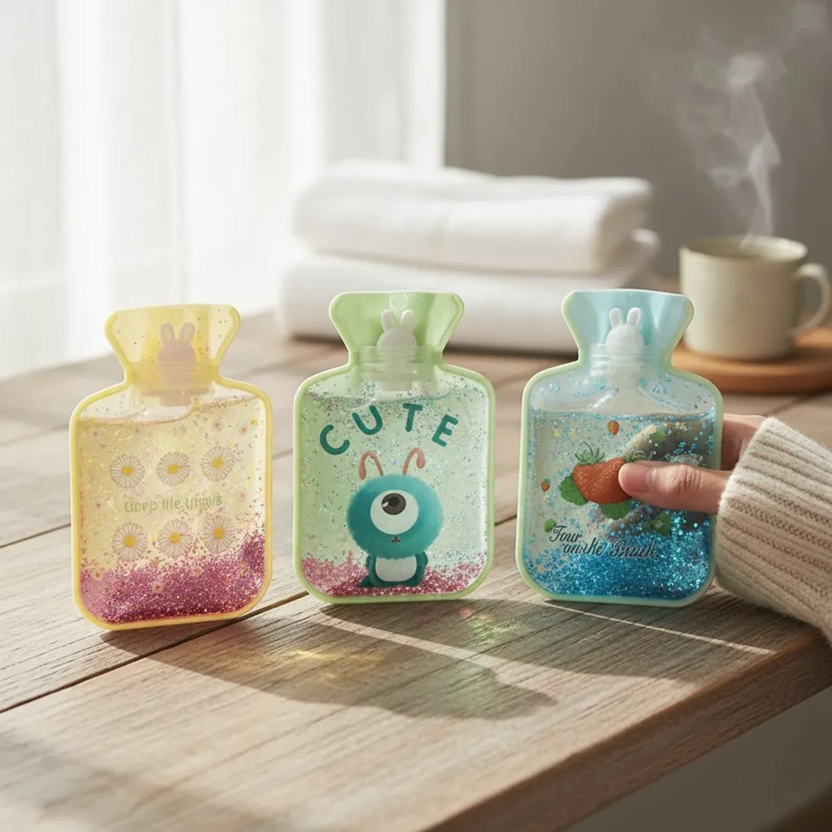 GENERICO - Set 3 Mini Guatero De Mano Kawaii Con Brillo 500ml