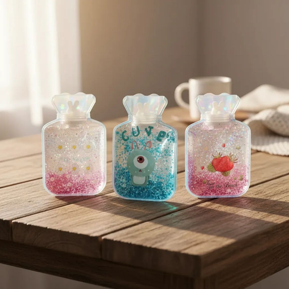GENERICO - Set 3 Mini Guatero De Mano Con Brillos Kawaii 500ml