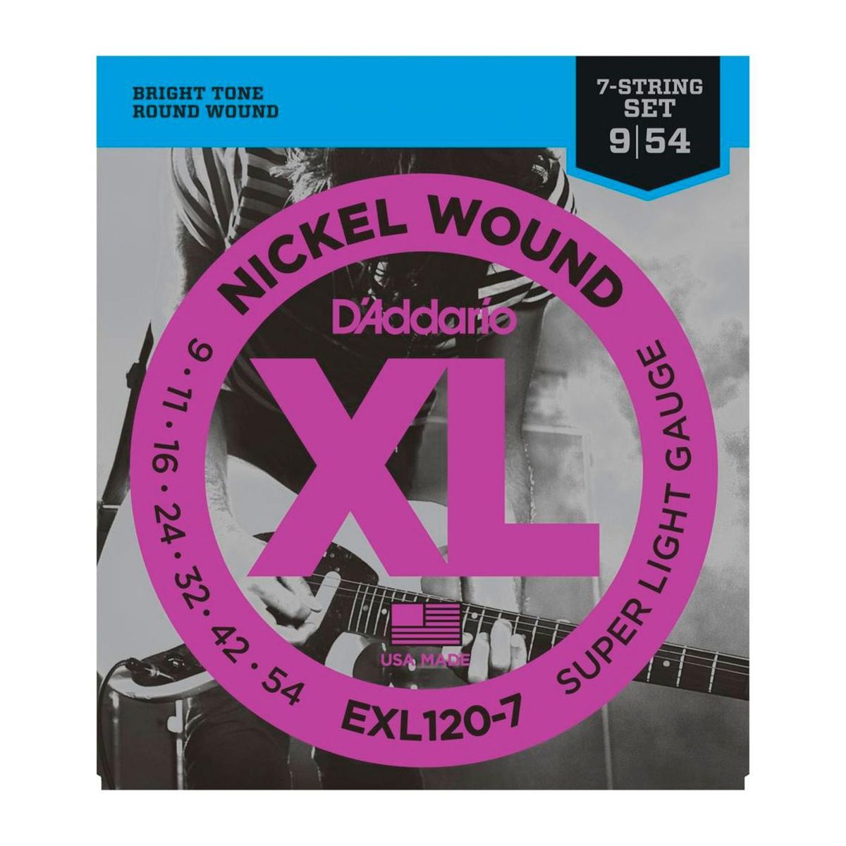 DADDARIO - Daddario EXL120-7 Set de Cuerdas para Guitarra Eléctrica 9-54