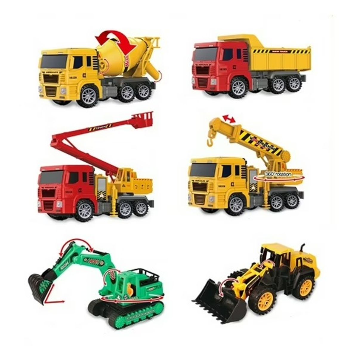 GENERICO - Set De 6 Camiones De Construcción De Juguete