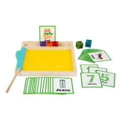 GENERICO - Caja Sensorial Arena Tarjetas Educativas Letras Y Números