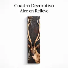 GENERICO - Cuadro Escultural Alce en Relieve Estilo Nórdico Premium