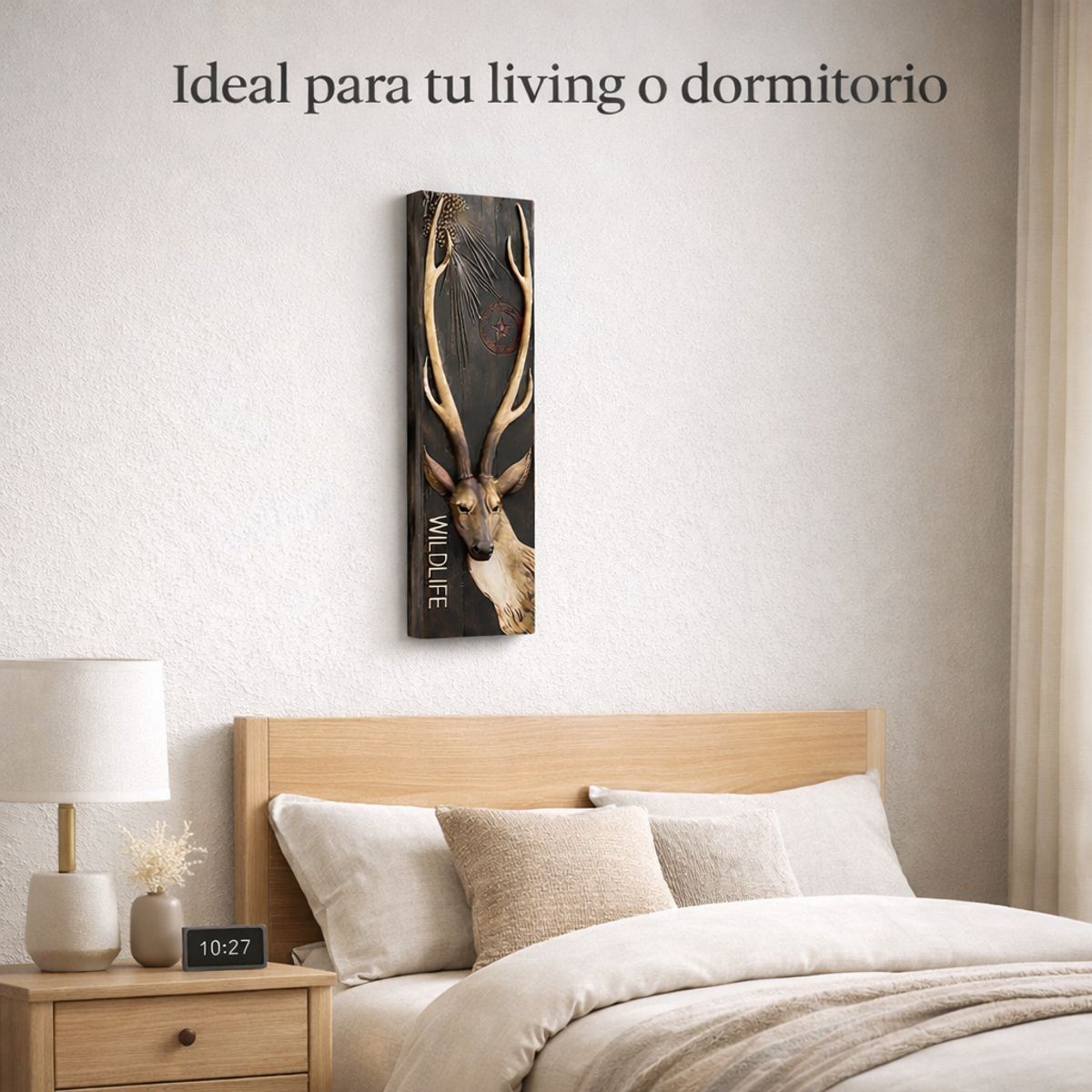 GENERICO - Cuadro Escultural Alce en Relieve  Estilo Nórdico Premium