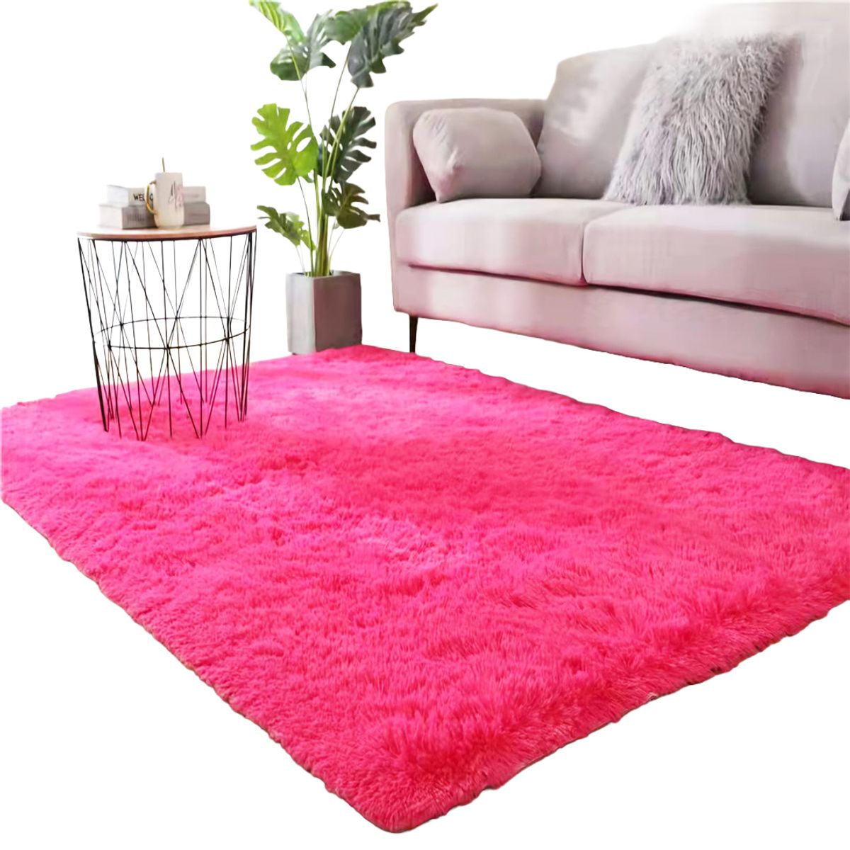 GENERICO - Alfombra Peluda Tipo Shaggy 180 x200 Color  Fucsia