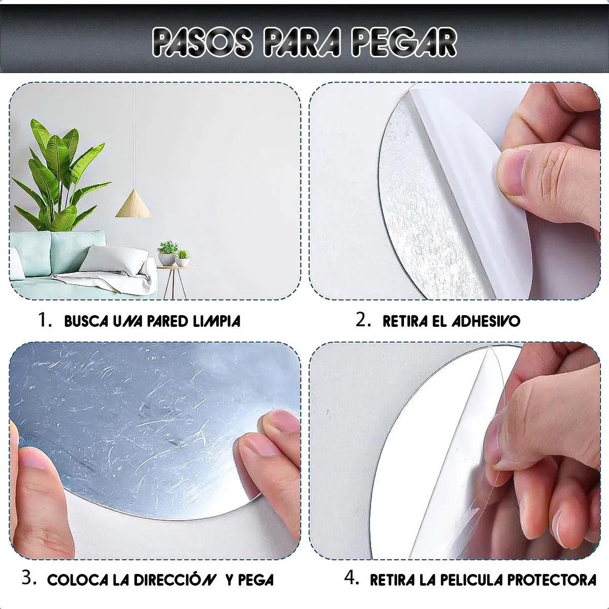 GENERICO - Set 2 Lamina Espejo Adhesivo 20x30cm Espejo Decorativo Vinil