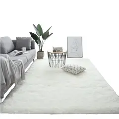 GENERICO - Alfombra Peluda Tipo Shaggy 200x240 Color Blanco