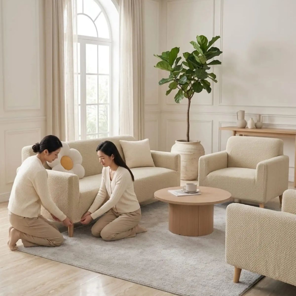 GENERICO - Juego de Cubre Sillón 3+1+1 Texturizado Premium - Ajuste Perfecto