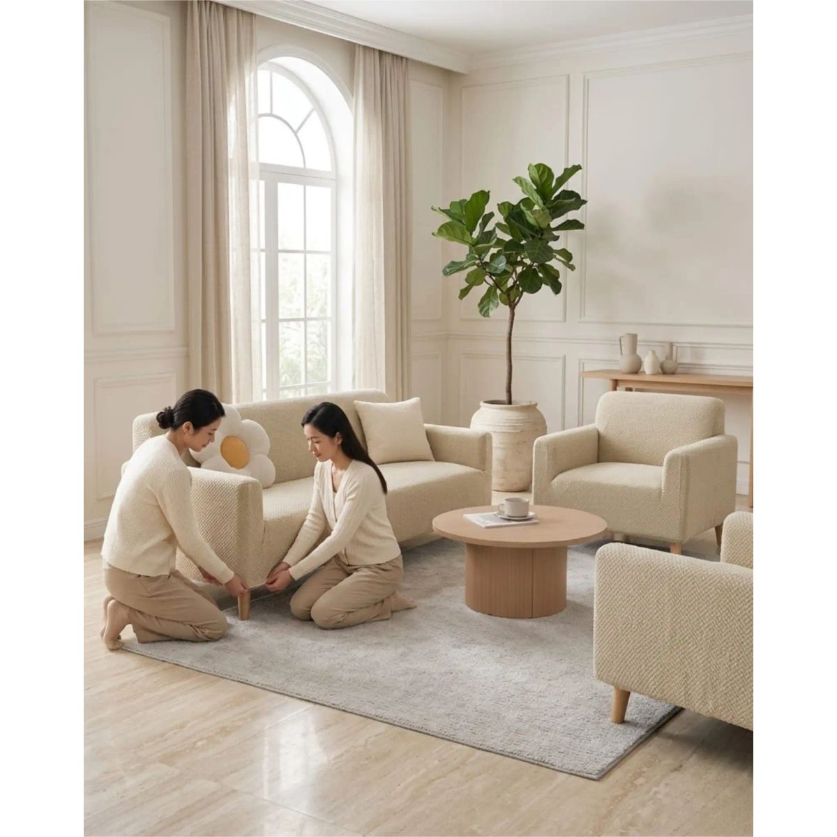 GENERICO - Juego de Cubre Sillón 3+1+1 Texturizado Premium - Ajuste Perfecto