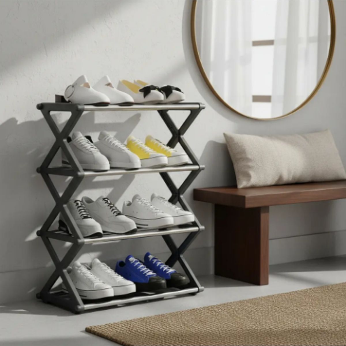 GENERICO - Zapatero Estante Organizador Multifuncional 4 Rack Forma X
