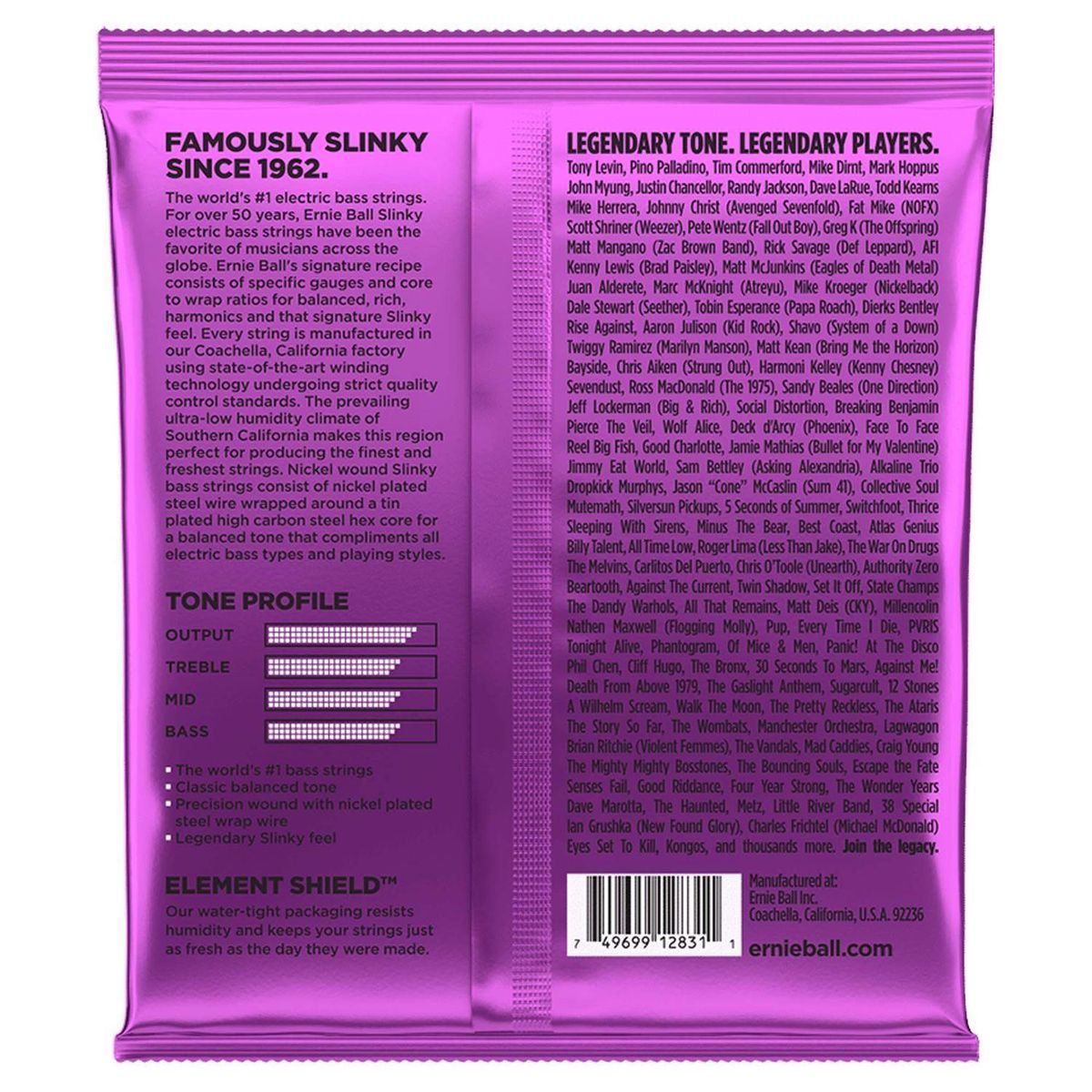ERNIE BALL - Ernie Ball 2831 Cuerdas para bajo BASS POWER SLINKY 55-110