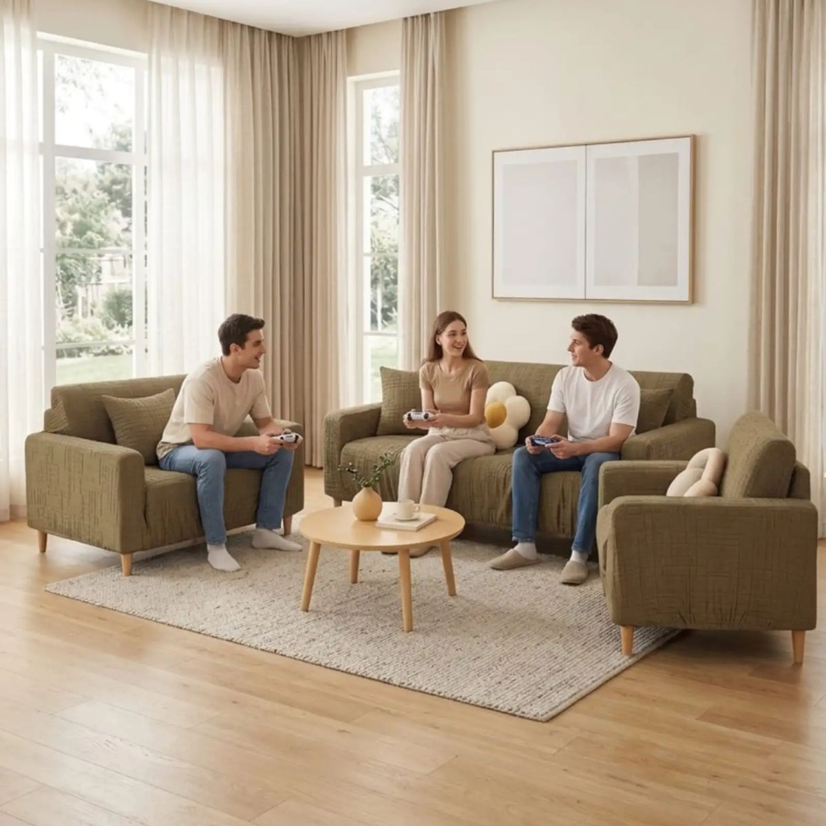 GENERICO - Funda Cubre Sillón 3+1+1 Protector de Tela Reforzada Lavable