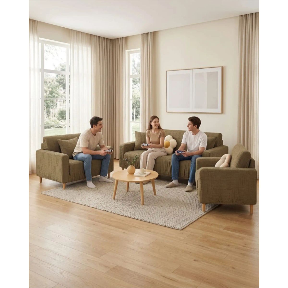 GENERICO - Funda Cubre Sillón 3+1+1 Protector de Tela Reforzada Lavable