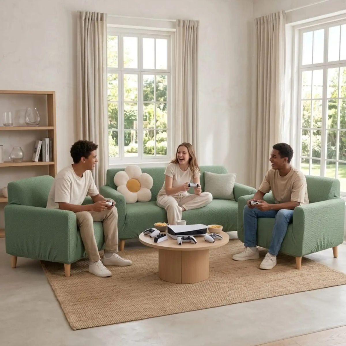 GENERICO - Juego de Cubre Sillón 3+1+1 Texturizado Premium