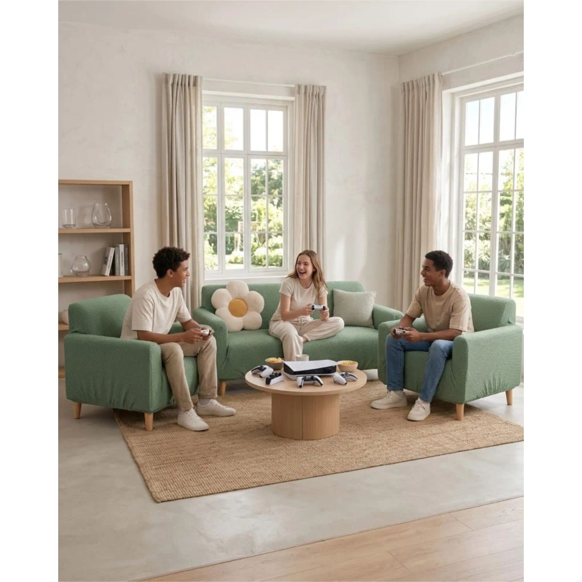 GENERICO - Juego de Cubre Sillón 3+1+1 Texturizado Premium