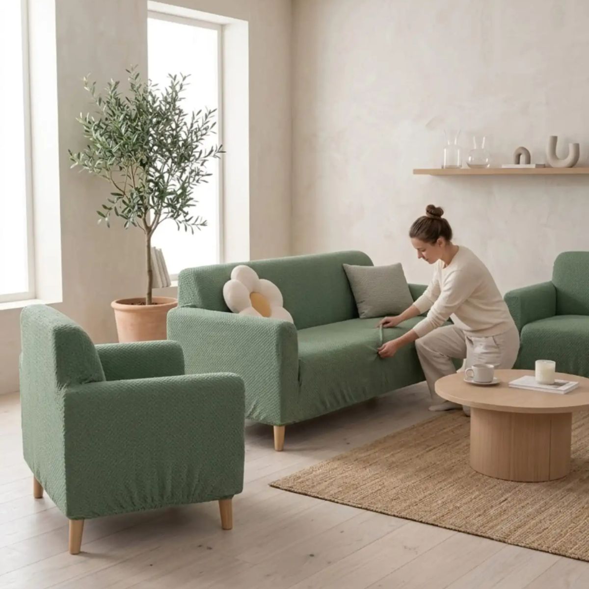 GENERICO - Juego de Cubre Sillón 3+1+1 Texturizado Premium