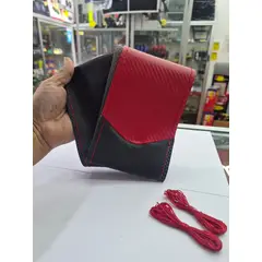 GENERICO - Funda Protectora para Volante diseño carbono rojo con negro hilo rojo