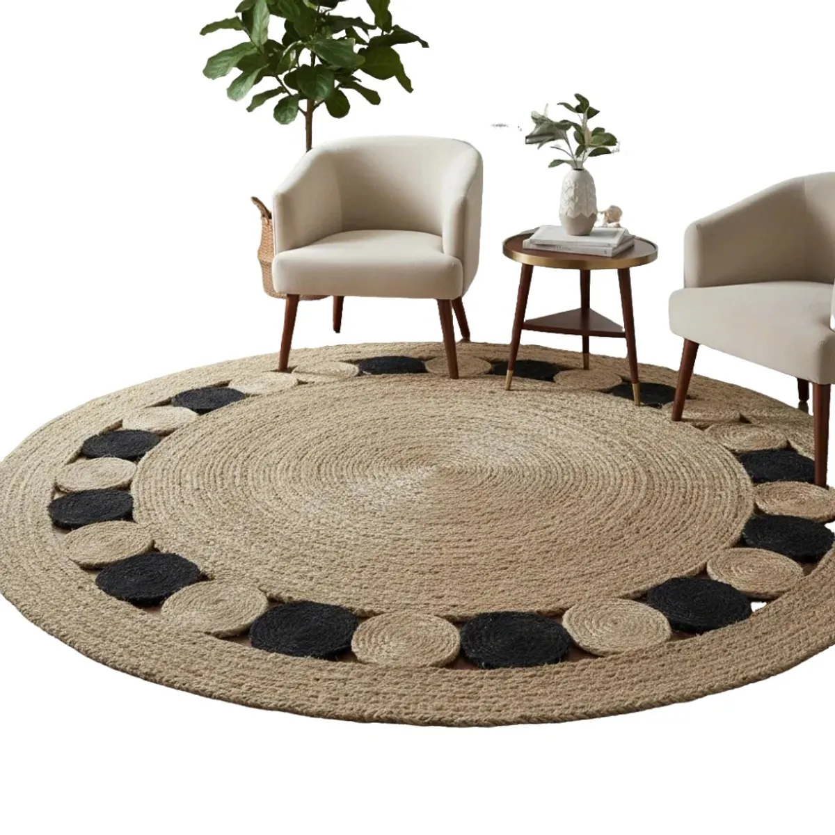 GENERICO - Alfombra De Yute Redonda Elegante 120 Cm Multicolor