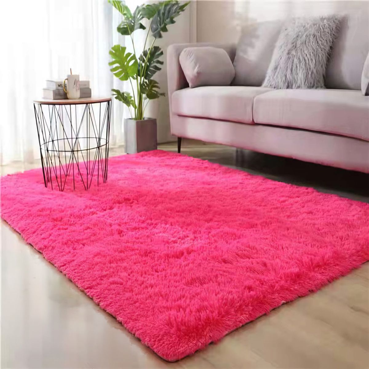 GENERICO - Alfombra Peluda Tipo Shaggy 200x300 Color  Fucsia