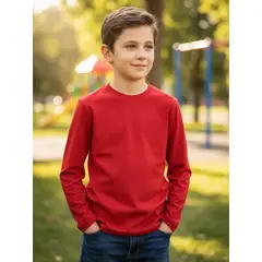 AGW - Pack 3 Camisetas Rojas Niño 100% Algodón Manga Larga