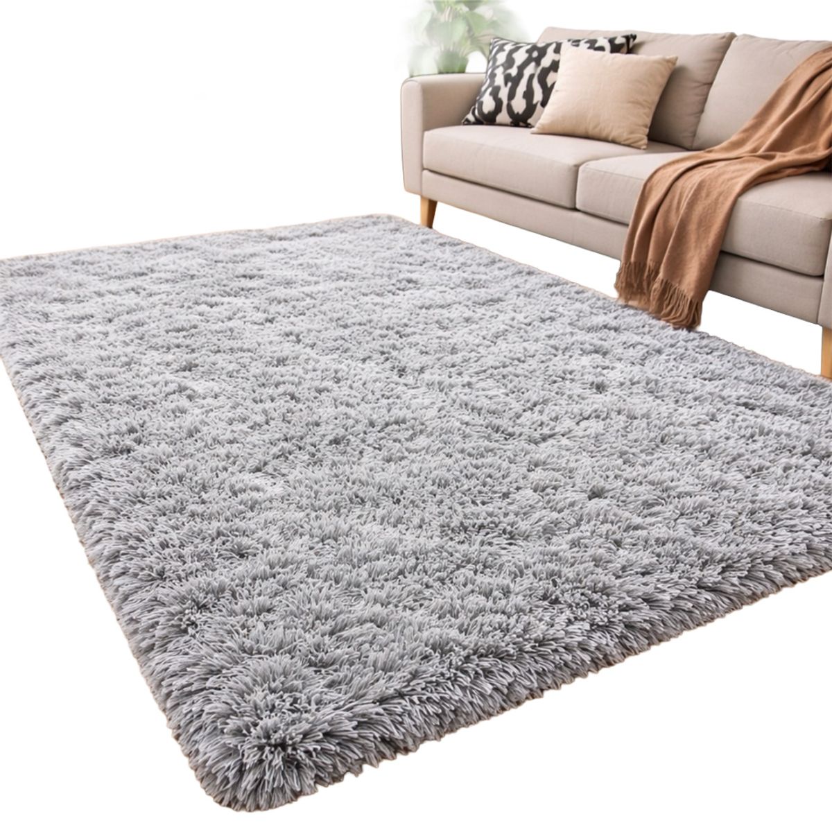 GENERICO - Alfombra Peluda Tipo Shaggy 200x300 Color   Gris Claro