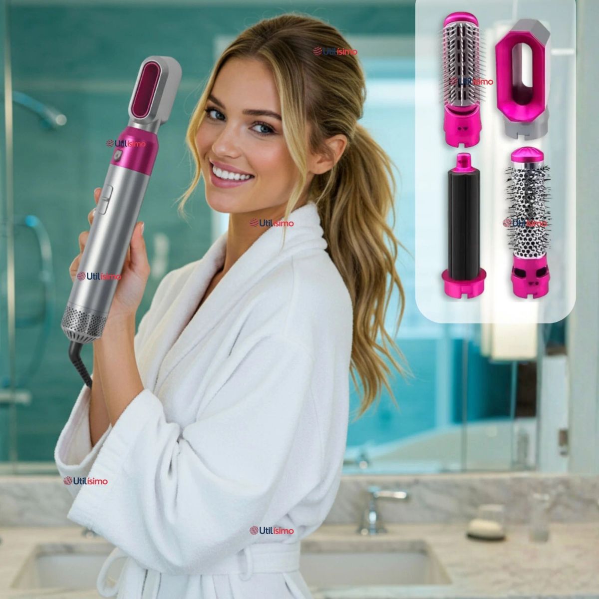 LINE - Cepillo Alisador Secador De Cabello 5 En 1 Multifuncional Estilizador Y Voluminizador