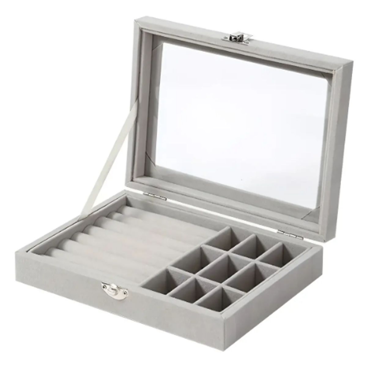 GENERICO - Joyero Caja Exhibición Estuche Organizador De Joyas Ld-1016 Color Gris
