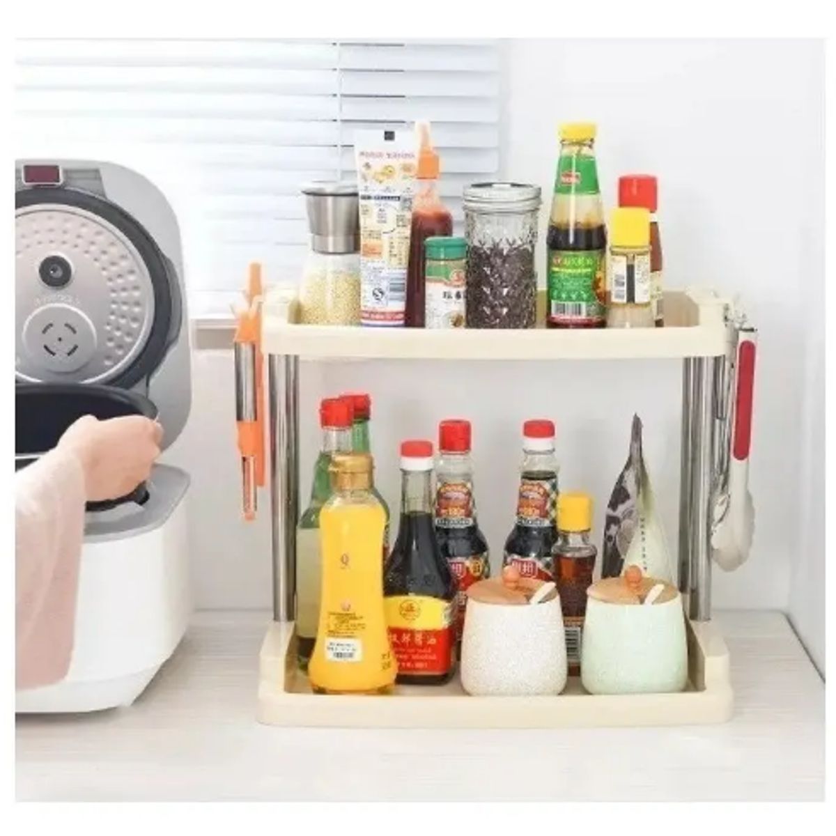 GENERICO - Organizador Condimentos 2 Niveles Multifuncional Cocina Baño Color Blanco