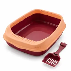PETPRO - Baño Arenero Para Gato Con Pala 45x34cm Color Burdeo