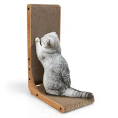 PETPRO - Rascador Cama Cartón Forma L Gato Incluye Pelota
