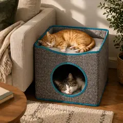 PETPRO - Casa Cama Para Gato 2 Niveles Refugio Acolchado