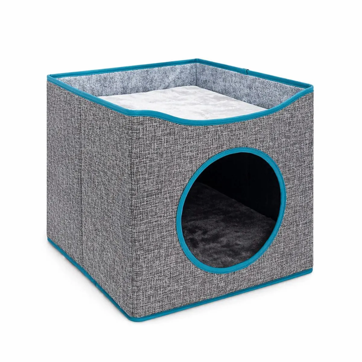 PETPRO - Casa Cama Para Gato 2 Niveles Refugio Acolchado