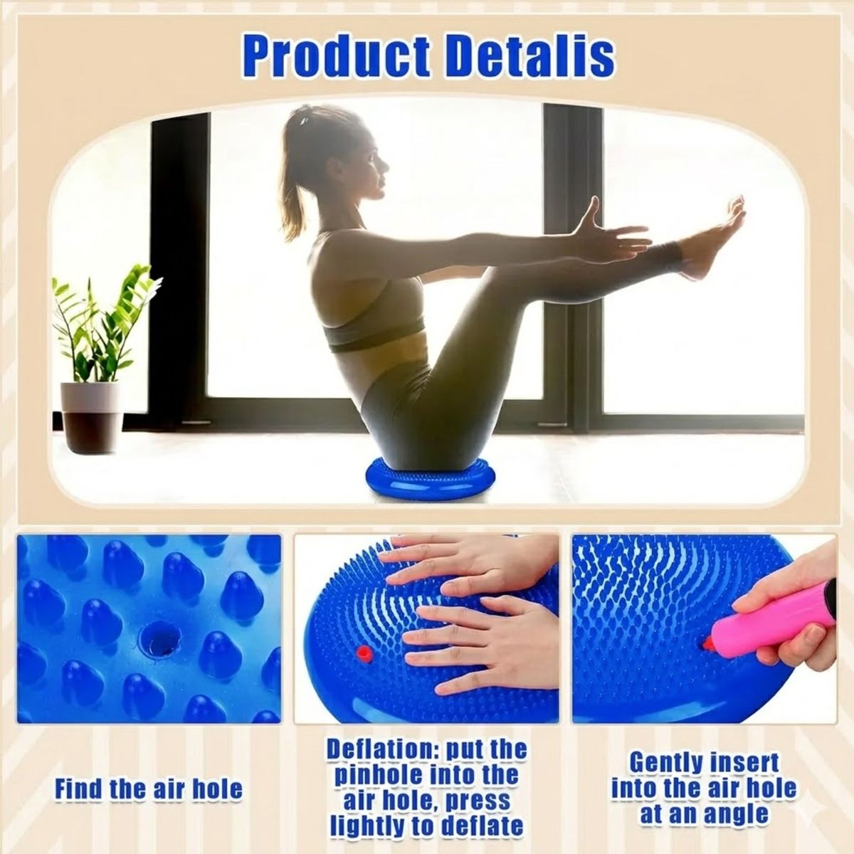 GENERICO - Cojín Autismo Sensorial Propioceptivo Yoga Balones + inflador Color Morado