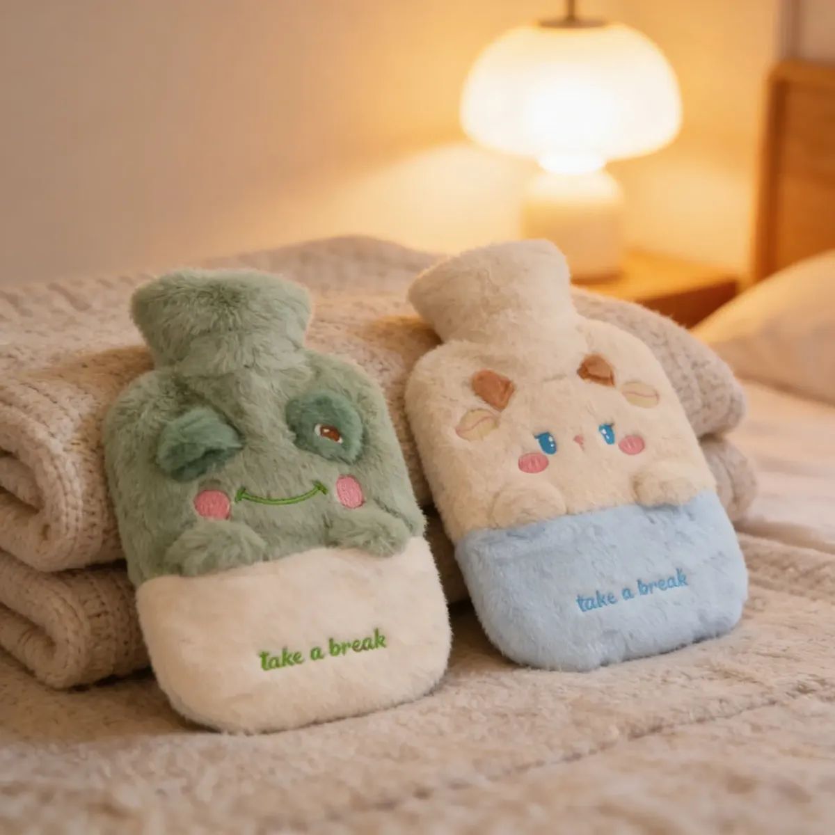 GENERICO - Guatero Bolsa De Agua Caliente Con Funda De Peluche 1000ml