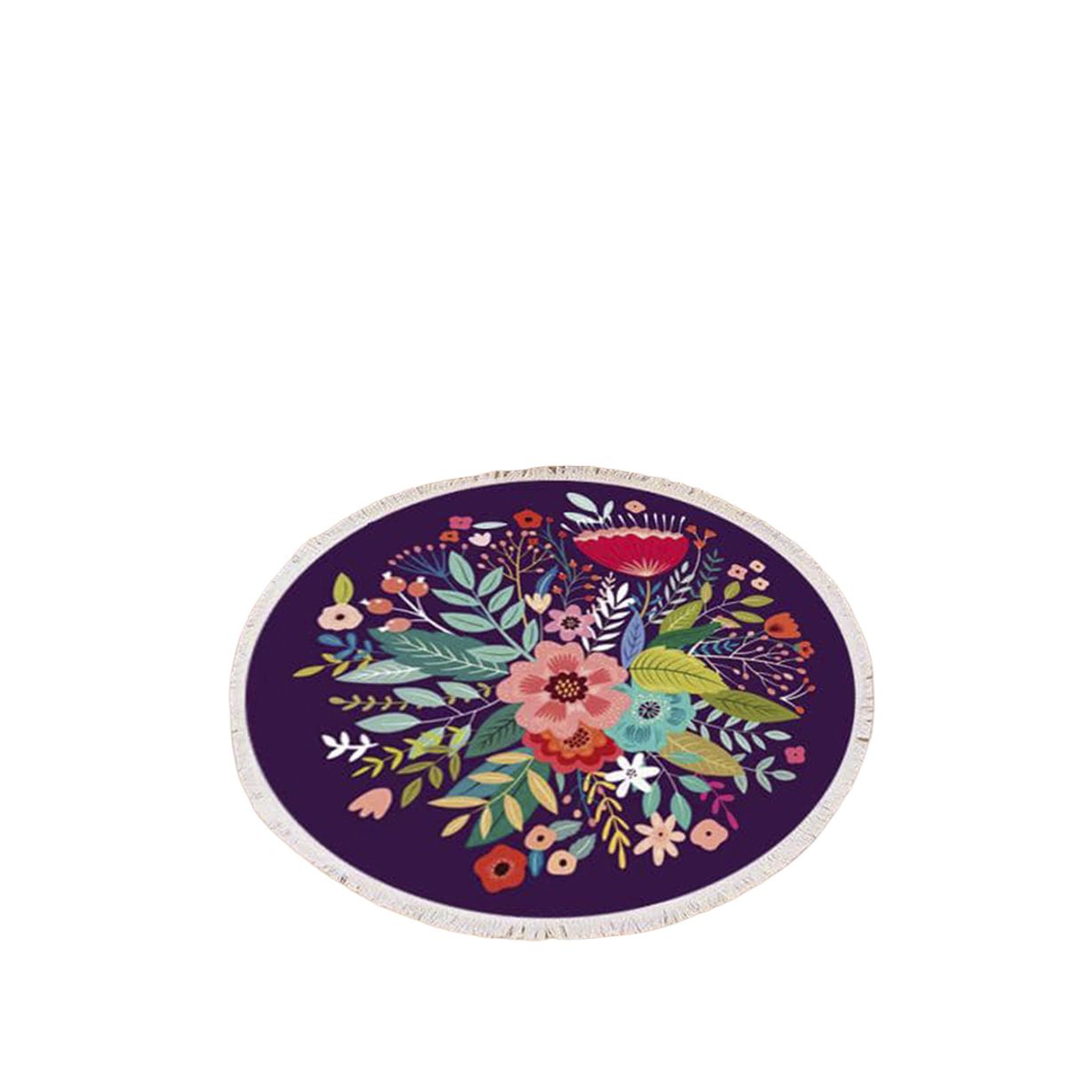GENERICO - Alfombra de Lino Redonda Morada Diseño
