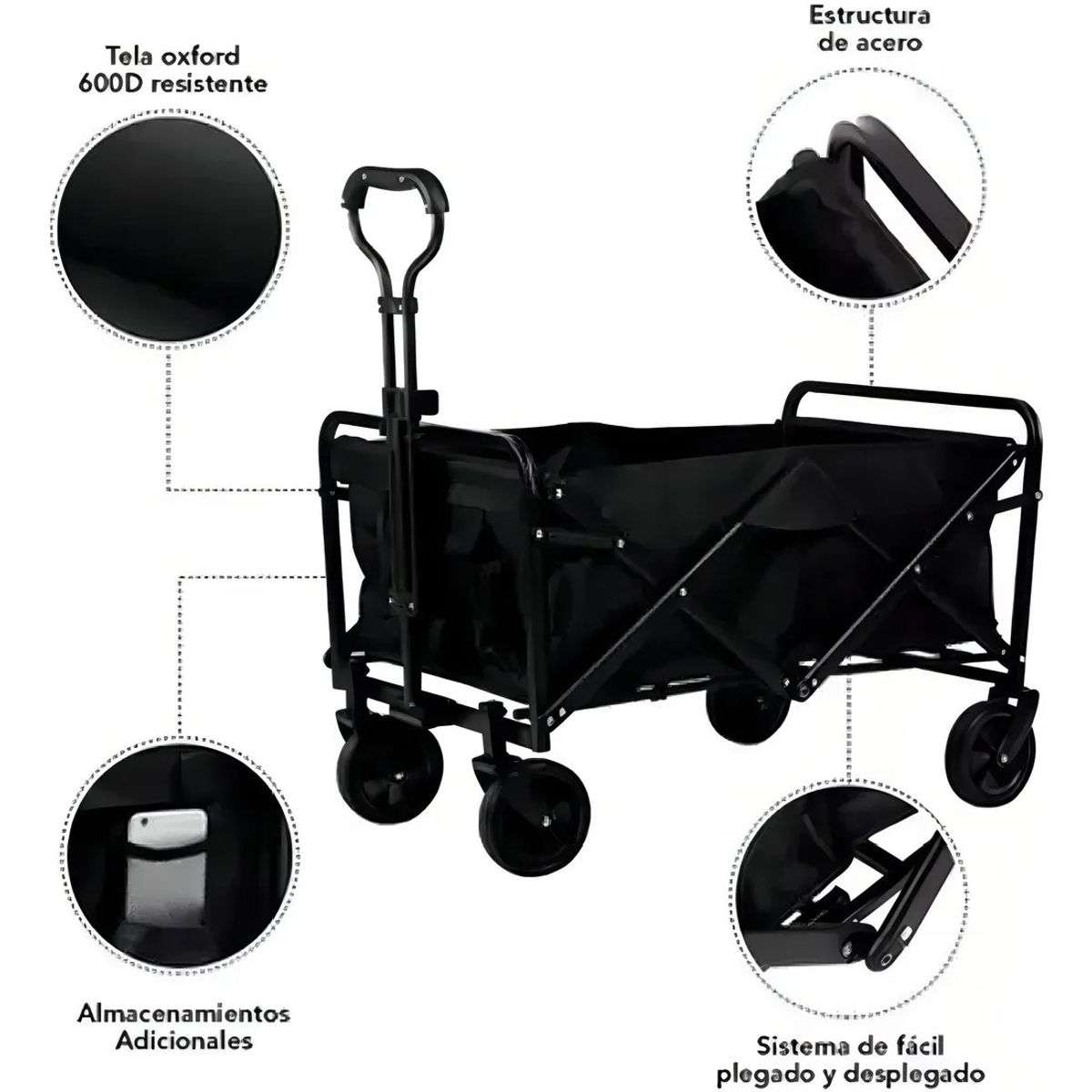 GENERICO - Carrito Compras Plegable Ideal Para El Camping