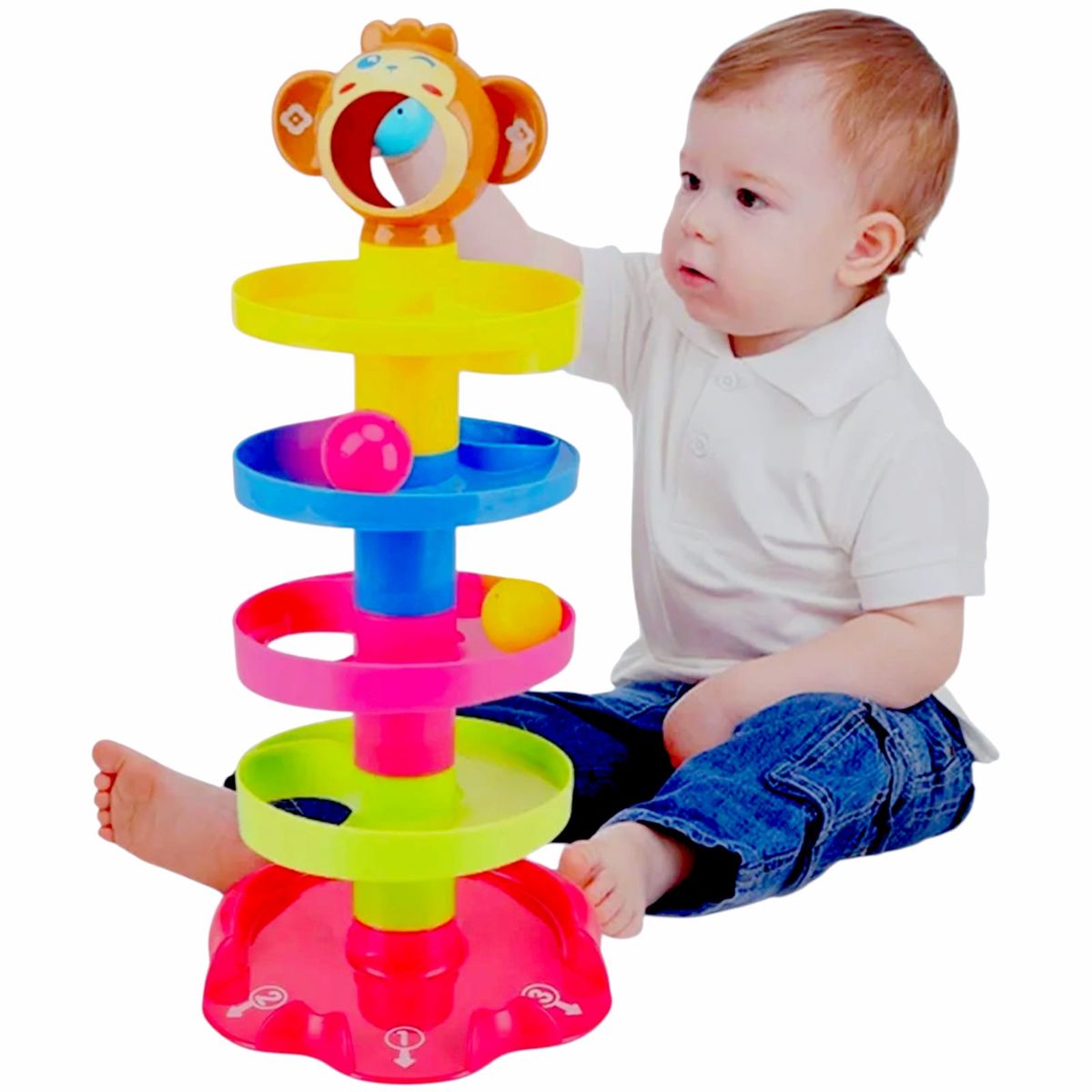 GENERICO - Juego Didáctico Montessori Tobogán Apilables De Pelotas