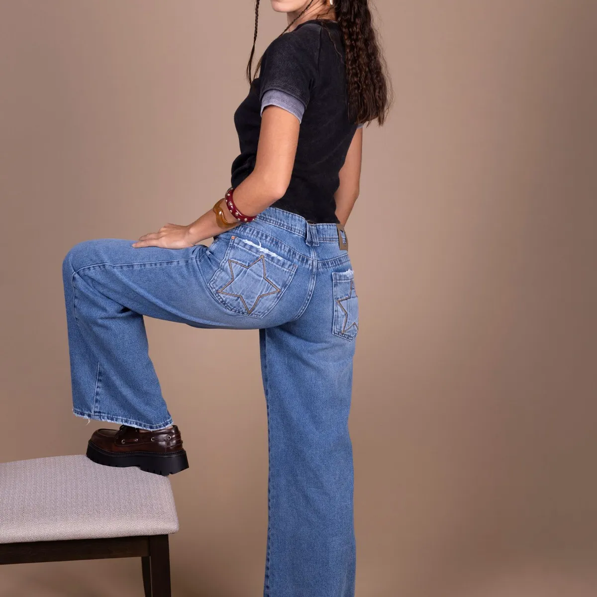 EFESIS - Jeans Wide Tiro Bajo Mujer
